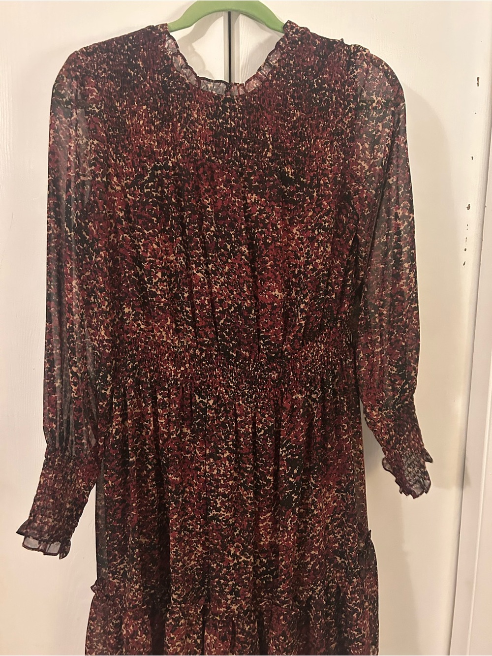 Burgundy Floral Long Sleeve Dress - Picture 4 of 5